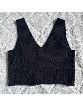 House Of Harlow 1960 | Black Crochet V-Neck Boho Tank | Size Small